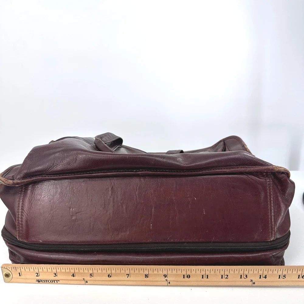 Vintage Genuine Leather Expandable Laptop Briefcase Attache Portfolio Brown